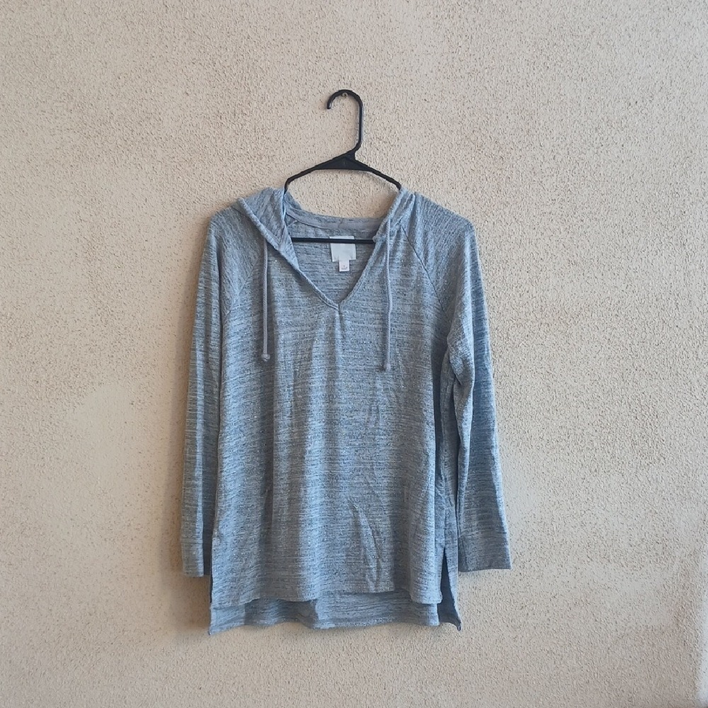 Sunday Glitter Thin Gray Hooded Sweatshirt